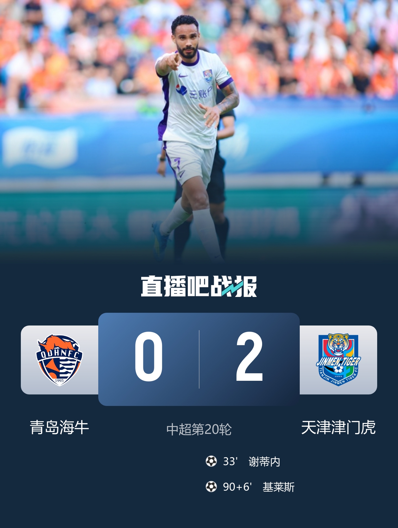 三连胜逃离降级区 津门虎客场2-0力擒海牛 三连胜逃离降级区 津门虎客场2-0力擒海牛