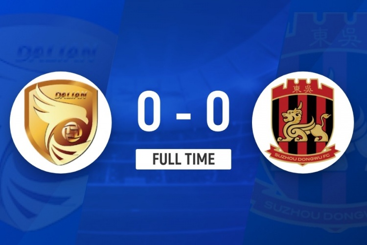 中甲-大连鲲城0-0闷平苏州东吴 全场仅2射正