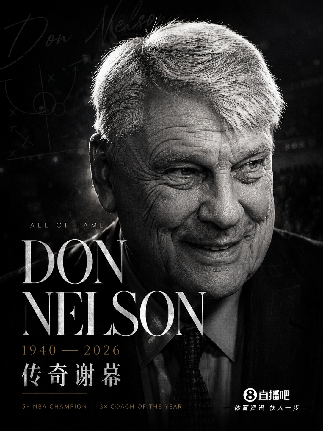 老尼尔森去世享年86岁 1335胜位列NBA历史第二